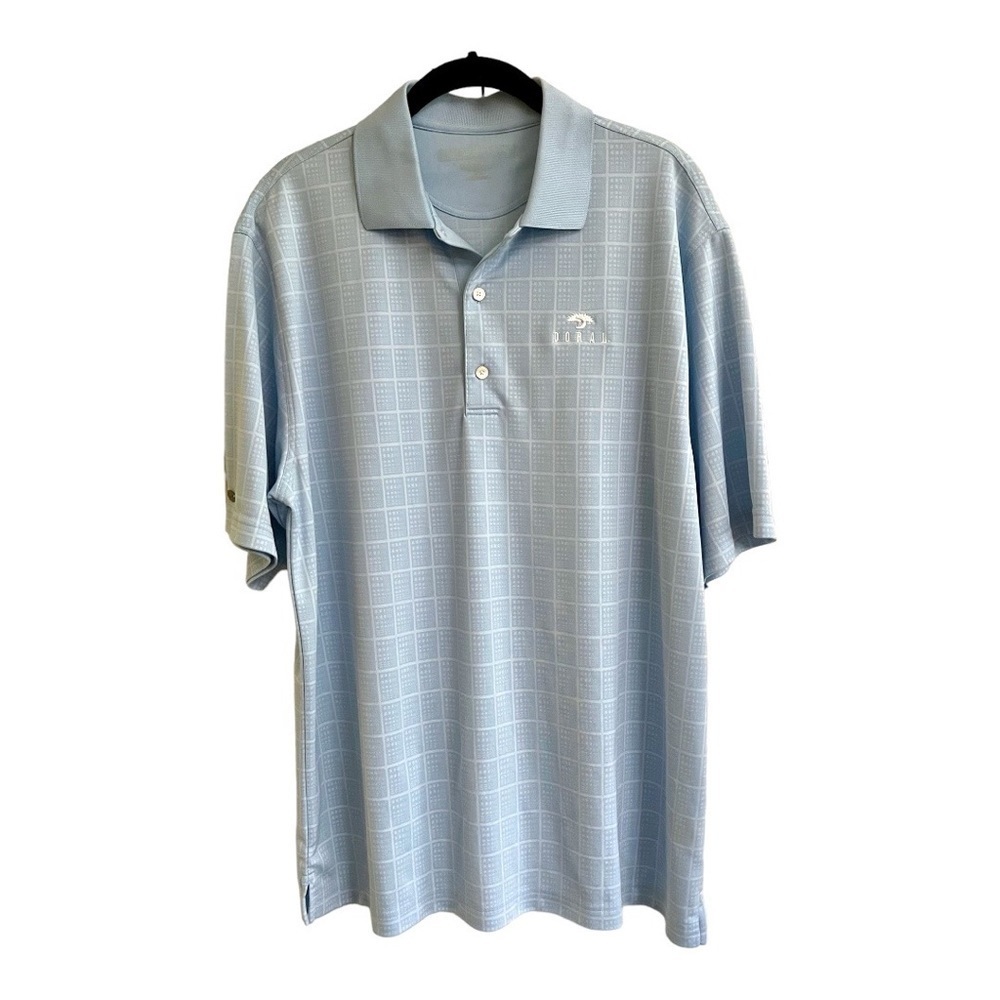DORAL, MENS GOLF SHIRT. 3 BUTTON, SHORT SLEEVE, SIDE VENTS. SIZE M